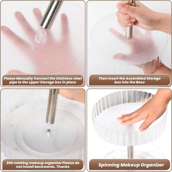 Women's Rotating Makeup Organizer Rack-360°Rotating Vanity Organizer - Picture 2 of 8